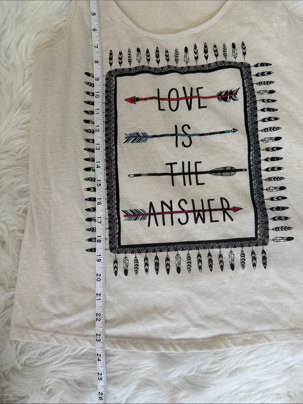 Self Esteem Love Is the Answer Graphic Tank Top | Size Large | Boho Sleeveless - Picture 6 of 6
